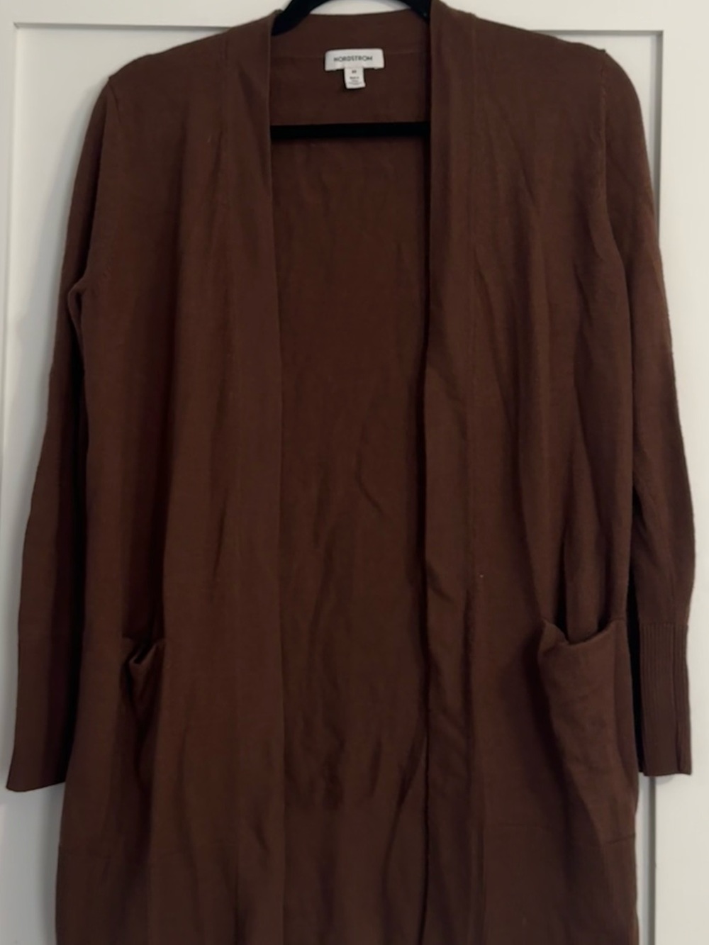 Nordstrom Brown Open-Front Cardigan with Pockets